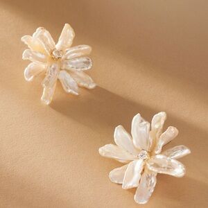 Anthropologie Serefina Biwa Pearl Flower Earrings